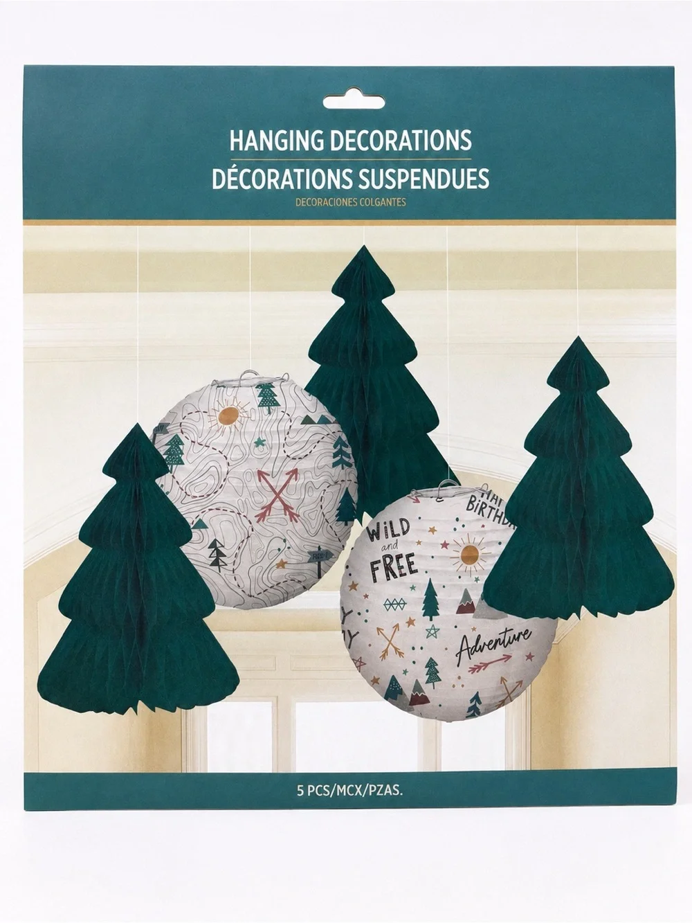 Wilderness Honeycomb Tree and Lantern Garland - Green & Cream